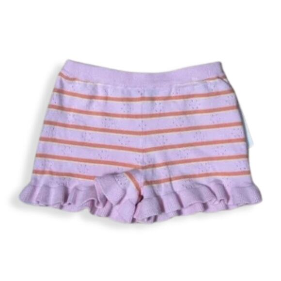 Andy & Evan Shorts Pull On Stripe Pattern Ruffled Hem Stretchy Pink/Orange NWT - Picture 1 of 7